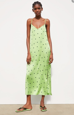 zara green polka dot dress